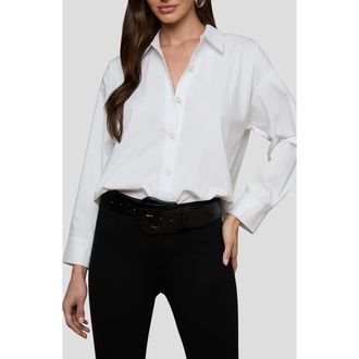 L'agence Rylie Relaxed Fit Organic Cotton Blend Button-Up Shirt in White at Nordstrom, Size X-Small