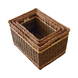 Red Hamper Wicker Set of 3 Windemere Log Baskets in Brown