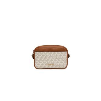 Michael Kors Jet Set Small Signature Logo Camera Crossbody Tas - Dames - Tassen - Beige - Maat: ONE Size Leer