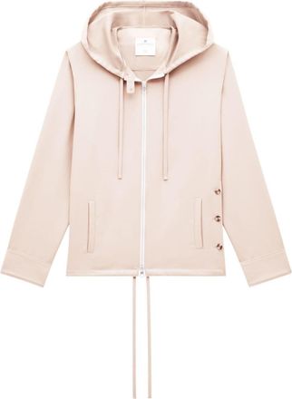 Courrèges hooded zip-up jacket - men - Polyester/Cupro - S - Neutrals