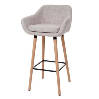 Hhg Taburete De Bar Malm&ouml; T381, Taburete De Bar Taburete De Mostrador Certificado Mvg, Textil, Gris Crema