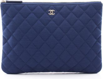 Chanel Blue Cotton Fabric Clutch Bag (Pre-Owned)