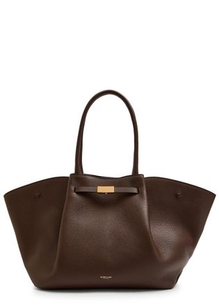 DeMellier New York Grained Leather Tote - Dark Brown - One Size