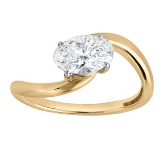 LuvMyJewelry Lilian 1.5 Ct Oval Lab Grown Diamond Engagement Ring in 14K Yellow Gold at Nordstrom, Size 7