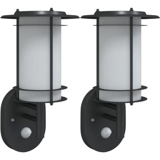 vidaXL Vidaxl - Apliques De Exterior Con Sensor 2 Uds Acero Inoxidable Negro