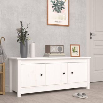 Berkfield Home Shoe Cabinet White 110x38x45.5 cm Solid Wood Pine