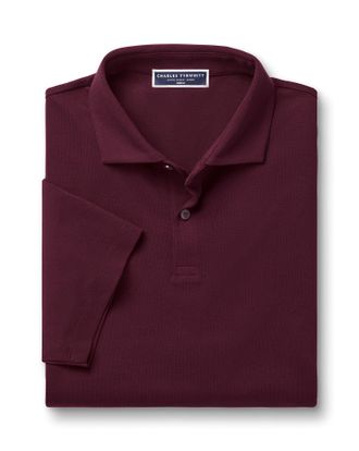 CHARLES TYRWHITT Smart Pique Cotton Polo - Wine Red Size Large by Charles Tyrwhitt
