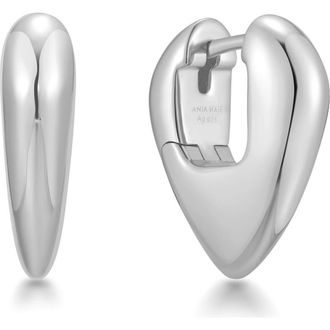 Ania Haie Puffy Shield Huggie Hoop Earrings in Silver at Nordstrom