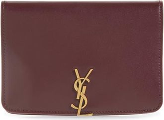 Saint Laurent Voltaire Box Leather Passport Case in Hot Wine at Nordstrom