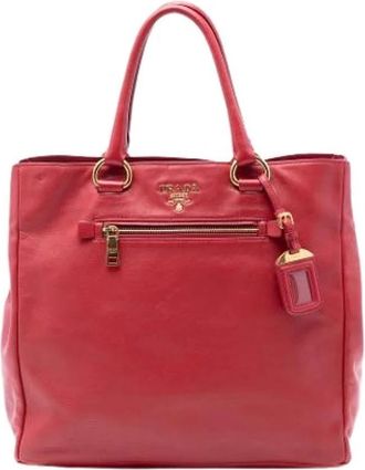 Prada Pre-owned Tote Bags, female, Red, Size: ONE SIZE Pre-owned Vintage Satchel