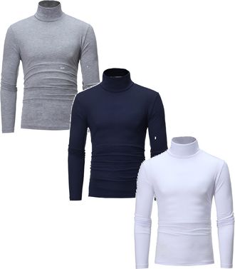 Generic Mens Turtleneck Jumper Long Sleeve Roll Neck,Mens Thermal Baselayer Top - Combed Cotton Sweater, Roll Neck Jumper, Breathable, Quick Drying & Fitted S