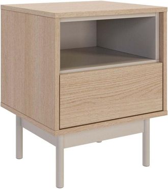 Selsey Selsey Layen - Mesita De Noche Con Caj&oacute;n Y Hueco Abierto, Acabado Roble / Gris Cashmere