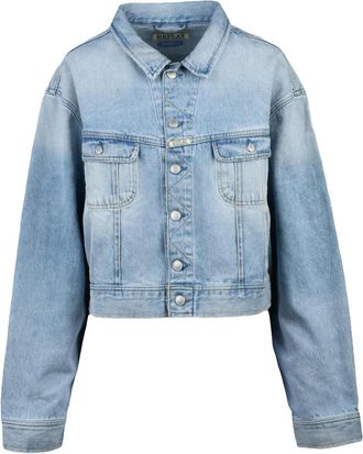 Replay Cropped Light Wash Denim Jacket with Classic Button Closure