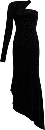 Roberto Cavalli Asymmetrische Jurk met Jaguarprint - Dames - Avondkleed - Zwart - S - Kleedjes