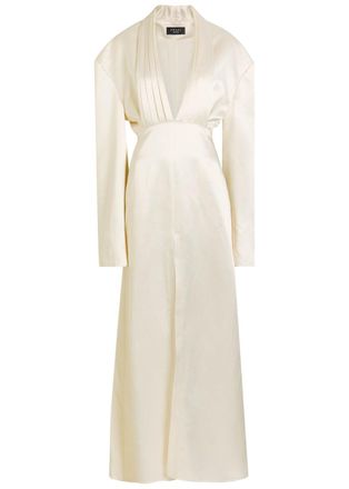 A.W.A.K.E Mode Tuxedo-effect Satin Gown - Ivory - 42 (UK14 / L)
