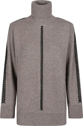 P.A.R.O.S.H. Grey Liller Turtle Neck High Neck Wool-Blend Turtleneck