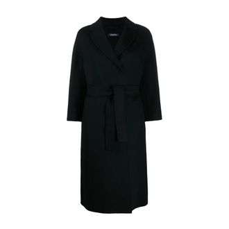 Max Mara Belted Coats, female, Black, 2XS, Black Wool Belted Duster Coat