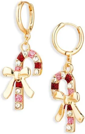 Leith Candy Cane Huggie Drop Earrings in Pink Multi- Gold at Nordstrom Rack