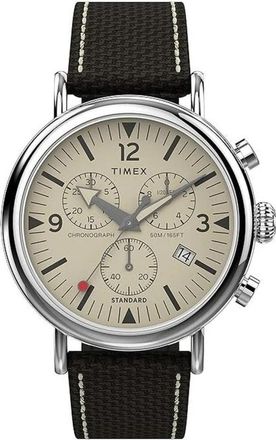 Timex Standard Chronograph - Heren - Horloges - Zwart - ONE Size - Leer - Accessoires
