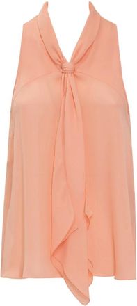 Emporio Armani Tops, Dames, Oranje, L, Gedrapeerde Knoop Mouwloze Top