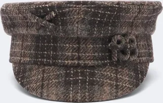 Ruslan Baginskiy Gorra newsboy de lana a cuadros con logo