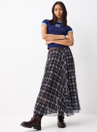 Twik Womens Checkered chiffon maxi skirt