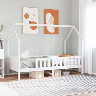 vidaXL Vidaxl - Cama Con Forma De Casa De Ni&ntilde;os Madera Maciza Blanca 90x200 Cm