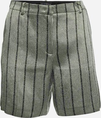 Emporio Armani Green Metallic Striped Lame Shorts