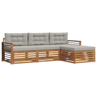 vidaXL Conjunto De Sof&aacute;s De Exterior Con Coj&iacute;n Gris Natural Y Claro Vidaxl