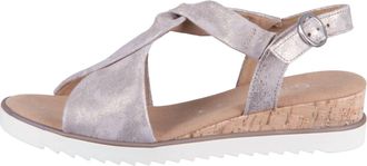 Gabor Womens 42.751 Sandal In Grey, Beige, Metallic/shell (Cork/cream)