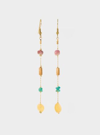 Simons Womens Colourful stone long post earrings