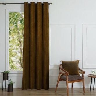 Febronie Cortina con ojales algod&oacute;n marr&oacute;n roble 135x260