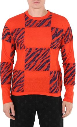 Roberto Cavalli Mens Zebra Check-jacquard Sweater, Size X-Small