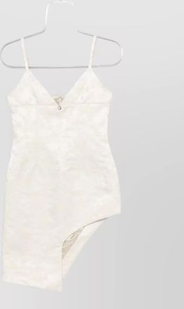 Coperni v neck floral jacquard asymmetric dress