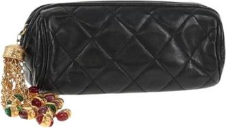 Chanel Pre-owned Clutches, female, Black, Size: ONE SIZE Pre-owned Leather Pouch