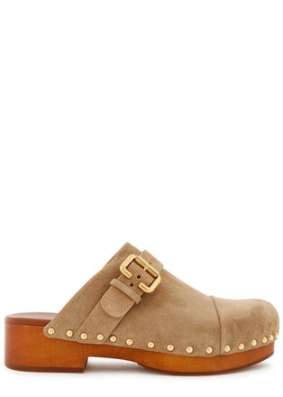 Chlo&eacute; Jeannette 40 Suede Clogs - Beige - 41 (IT41 / UK8)