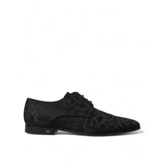 Dolce & Gabbana Black Jacquard Lace Up Derby Dress Shoes