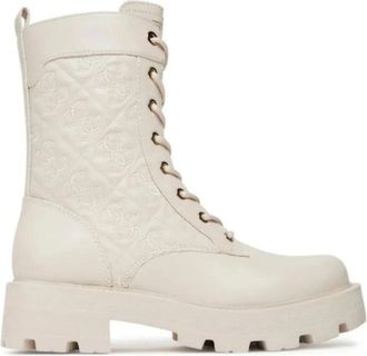 Guess Yancee Enkellaars - Dames - Veterlaarzen - Wit - 40 EU - Leer - Schoenen