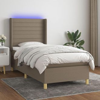 vidaXL Vidaxl - Cama Box Spring Colch&oacute;n Y Luces Led Gris Taupe 80x200 Cm