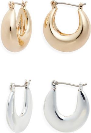 Ettika 2 Pairs of Mixed Metal Hoop Earrings in Gold And Silver at Nordstrom