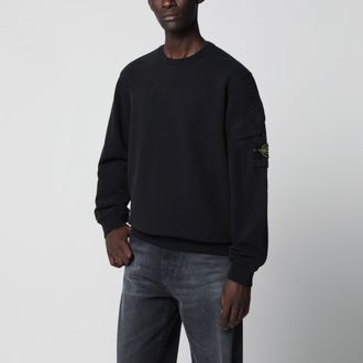 Stone Island Black cotton crewneck sweatshirt