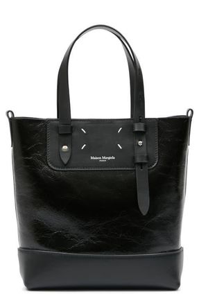 Maison Margiela Mini Leather North/South Tote in Black/Black at Nordstrom