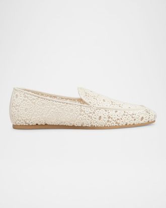 Stuart Weitzman Lee Crochet Leather Loafers