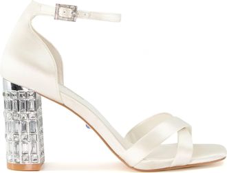Dune London Womens Ladies Malena - Jewel Embellished Block-Heel Wedding Shoes - Ivory - Size UK 8