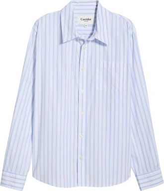 Corridor Berg Stripe Button-Up Shirt in White at Nordstrom, Size Xx-Large