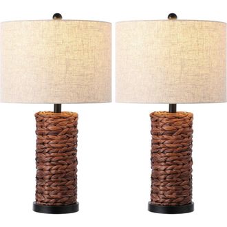 Jonathan Y Designs Elicia 25 1-Light Coastal Water Hyacinth LED Table Lamp in Dark Brown at Nordstrom