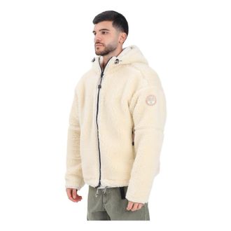 Napapijri Winter Jackets, male, Beige, S, Shearling Hooded Coat
