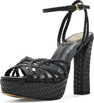 Vince Camuto Samlee Strappy Platform High Heel Sandals Womens Dress Sandals Black : 8.5 M, Faux Leather