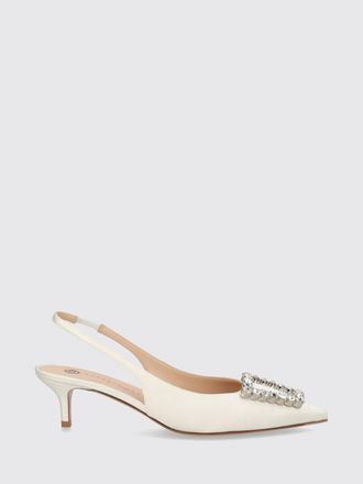 Roberto Festa Milano Slingback Futura in raso bicolore con fibbia gioiello e tacco basso