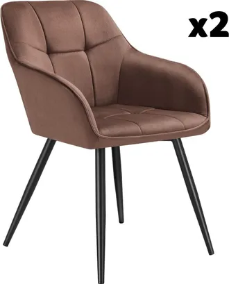 TecTake 2 sillas de comedor, efecto terciopelo, 58 x 62 x 82 cm marr&oacute;n/negro